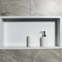 Niche De Salle De Bains|Bernstein Niche murale de douche, étagère encastrable douche acier inox - 60x30x10cm - BS603010 Blanc