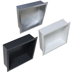 Niche De Salle De Bains|Bernstein Niche murale de douche, étagère encastrable douche acier inox - 30x30x10cm - BS303010 Blanc