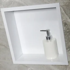 Niche De Salle De Bains|Bernstein Niche murale de douche, étagère encastrable douche acier inox - 30x30x10cm - BS303010 Blanc
