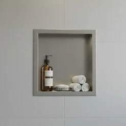 Sanitaire Niche murale de douche, étagère encastrable douche acier Inox Brossé - 30x30cm