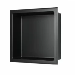 Sanitaire Niche murale de douche, étagère encastrable douche acier Noir Mat - 30x30cm