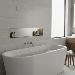 Sanitaire Niche murale de douche, étagère encastrable douche acier Inox Brossé - 30x90cm