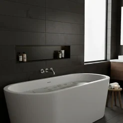 Sanitaire Niche murale de douche, étagère encastrable douche acier Noir Mat - 30x90cm
