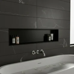 Sanitaire Niche murale de douche, étagère encastrable douche acier Noir Mat - 30x90cm