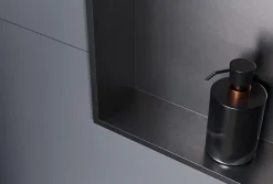 Bernstein Niche murale de douche, étagère encastrable douche acier inox - 20x60x10cm - NT206010X Gun métal