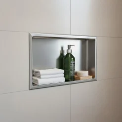 Sanitaire Niche murale de douche, étagère encastrable douche acier Inox Brossé - 30x60cm