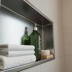 Sanitaire Niche murale de douche, étagère encastrable douche acier Inox Brossé - 30x60cm
