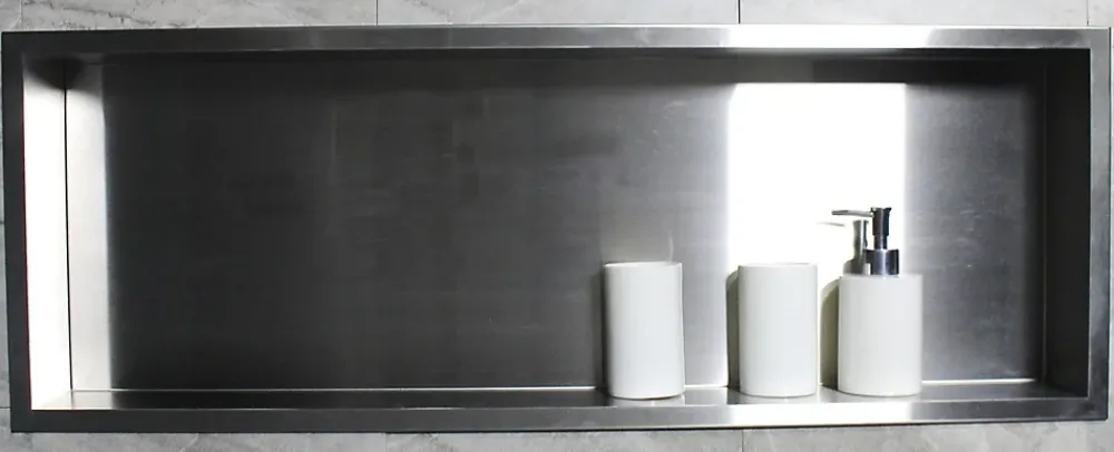 Bernstein Niche murale de douche, étagère encastrable douche acier inox - 90x30x10cm - BS903010 Acier brossé