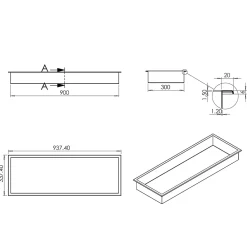 Bernstein Niche murale de douche, étagère encastrable douche acier inox - 90x30x10cm - BS903010 Acier brossé