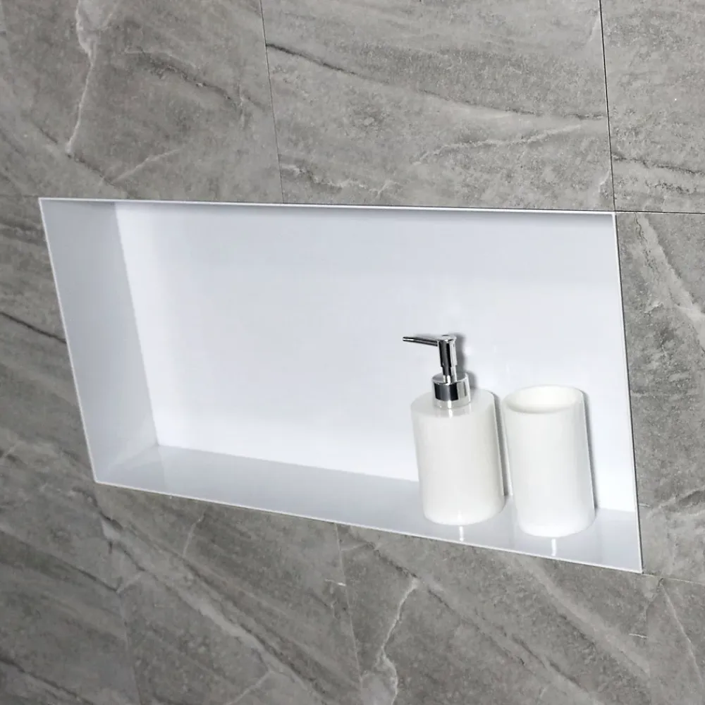 Bernstein Niche murale de douche, étagère encastrable douche acier inox, sans rebord - 60x30x10cm - BS603010 Blanc