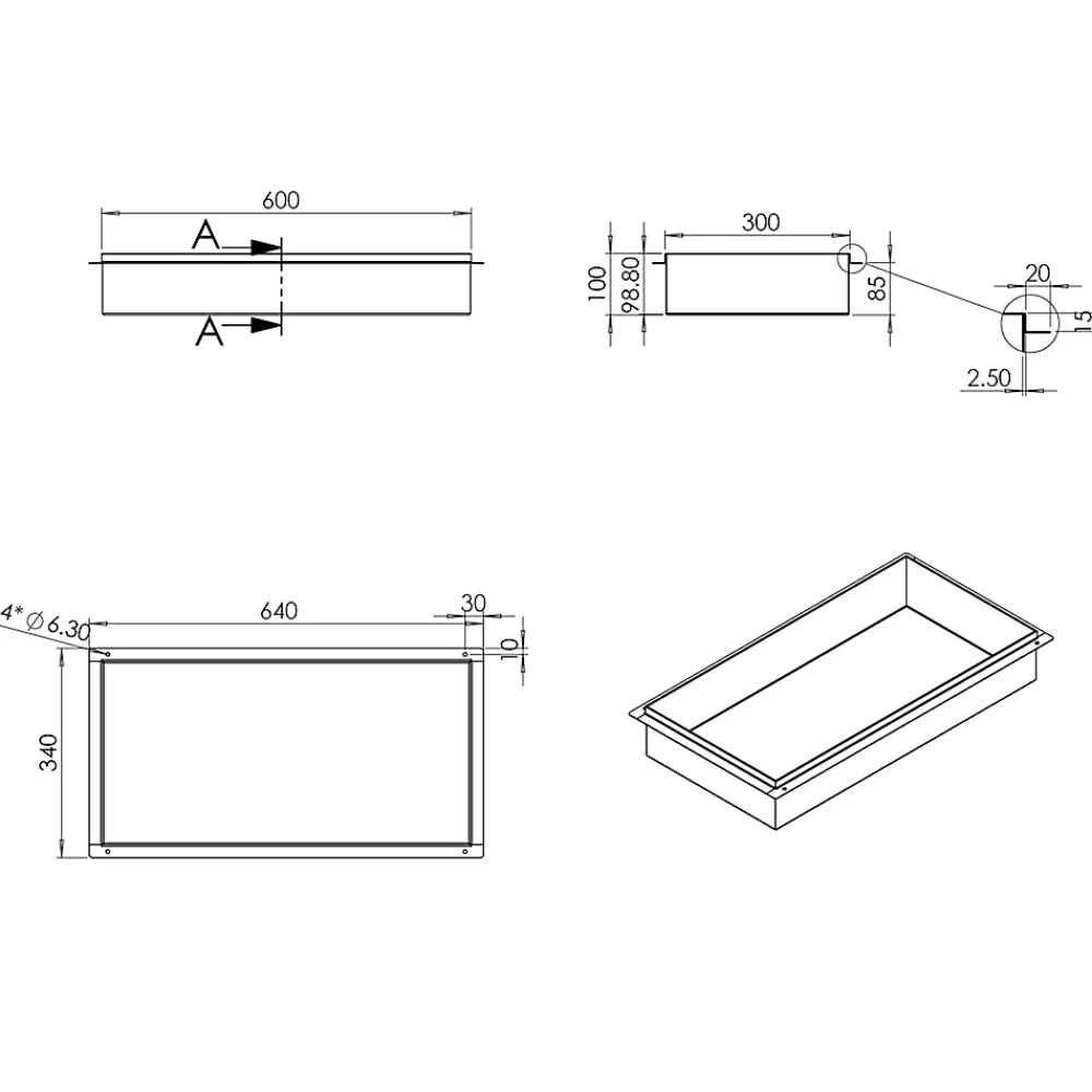 Bernstein Niche murale de douche, étagère encastrable douche acier inox, sans rebord - 60x30x10cm - BS603010 Blanc