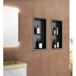 Niche De Salle De Bains|Sanitaire Niche murale de douche, étagère encastrable douche acier Inox Brossé - 60x30cm