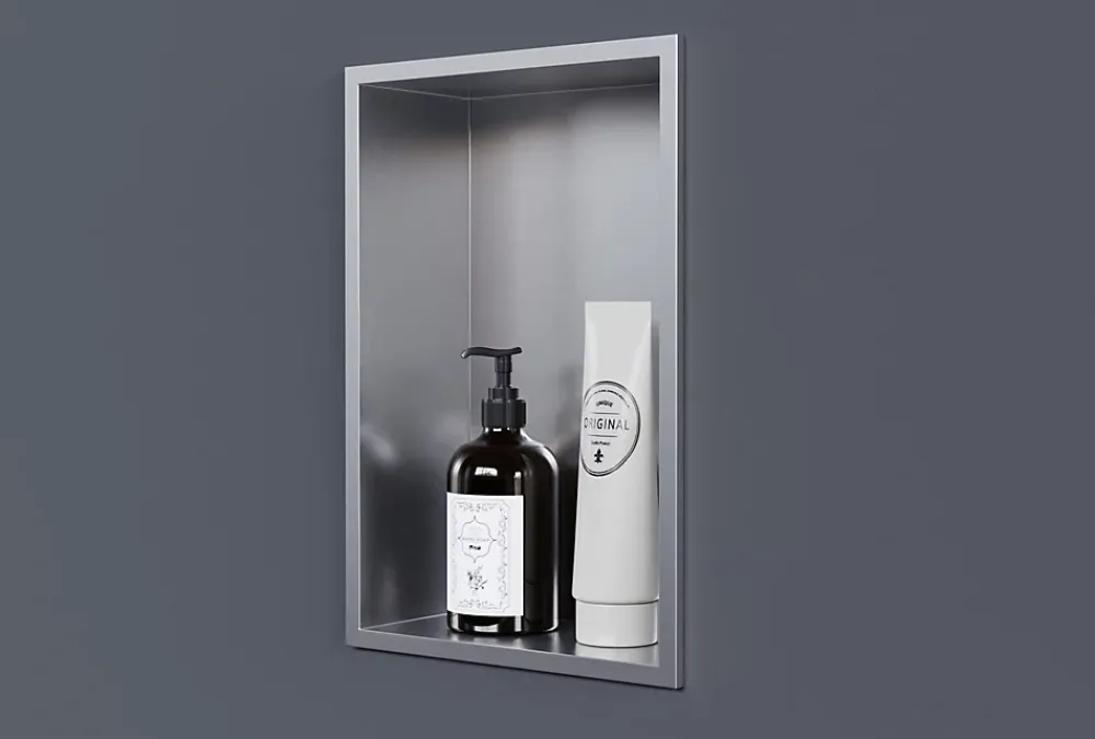 Bernstein Niche murale de douche, étagère encastrable douche acier inox - 30x20x10cm - NT203010X Acier brossé