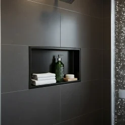 Sanitaire Niche murale de douche, étagère encastrable douche acier Noir Mat - 30x60cm