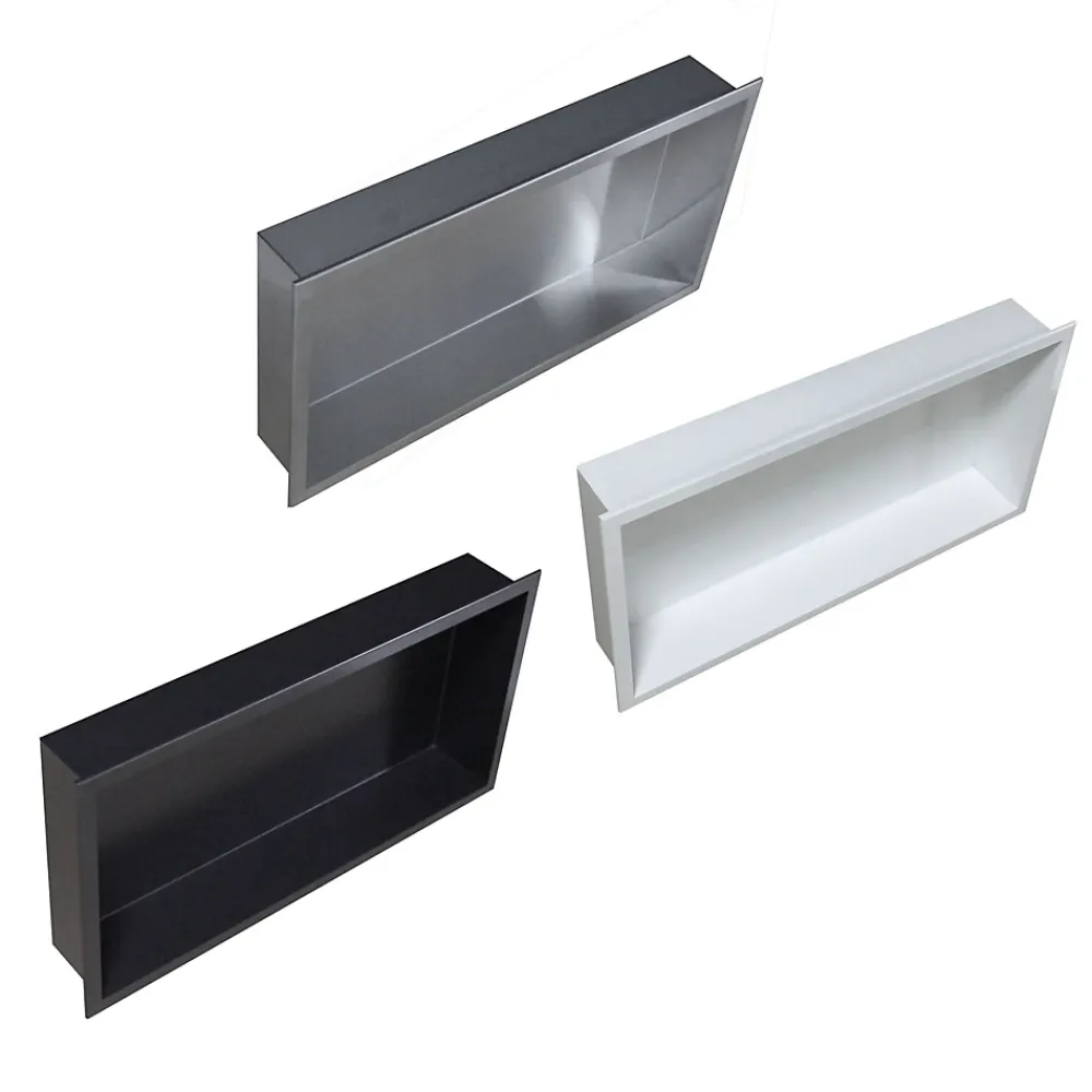 Niche De Salle De Bains|Bernstein Niche murale de douche, étagère encastrable douche acier inox - 60x30x10cm - BS603010 Noir