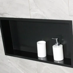 Niche De Salle De Bains|Bernstein Niche murale de douche, étagère encastrable douche acier inox - 60x30x10cm - BS603010 Noir