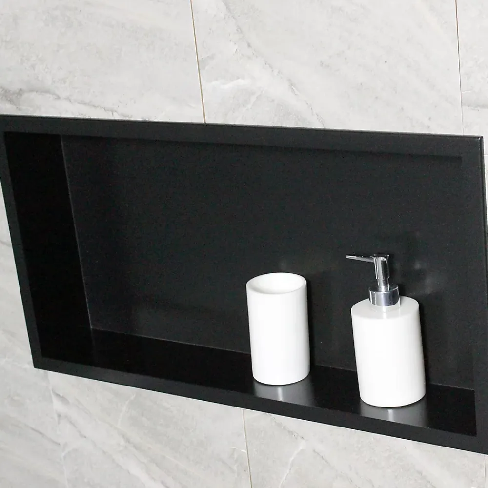 Niche De Salle De Bains|Bernstein Niche murale de douche, étagère encastrable douche acier inox - 60x30x10cm - BS603010 Noir