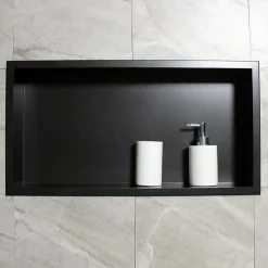 Niche De Salle De Bains|Bernstein Niche murale de douche, étagère encastrable douche acier inox - 60x30x10cm - BS603010 Noir