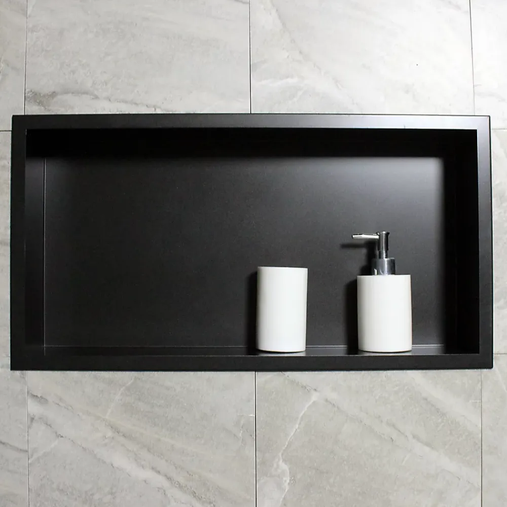 Niche De Salle De Bains|Bernstein Niche murale de douche, étagère encastrable douche acier inox - 60x30x10cm - BS603010 Noir
