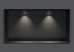 Niche De Salle De Bains|Bernstein Niche murale douche acier inox + 2 Spots LED, étagère douche encastrable - 20x60x10cm (HxLxP) - Noir, 2x Spot Chrome