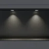 Bernstein Niche murale douche acier inox + 2 Spots LED, étagère douche encastrable - 30x60x10cm (HxLxP) - Noir, 2x Spot Chrome