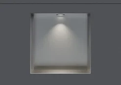 Niche De Salle De Bains|Bernstein Niche murale douche acier inox + Spot LED, étagère douche encastrable NT303010X - 30x30x10cm (HxLxP) - Acier brossé, 1x Spot noir