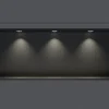 Bernstein Niche murale douche acier inox + 3 Spots LED, étagère douche encastrable - 30x90x10cm (HxLxP) - Noir, 3x Spot Cadre Chrome