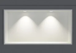 Niche De Salle De Bains|Bernstein Niche murale douche acier inox + 2 Spots LED, étagère douche encastrable - 30x60x10cm (HxLxP) - Blanc, 2x Spot Chrome
