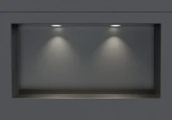 Niche De Salle De Bains|Bernstein Niche murale douche acier inox + 2 Spots LED, étagère douche encastré NT306010X, 30x60x10cm (HxLxP), Gun métal, 2 Spot Blanc mat