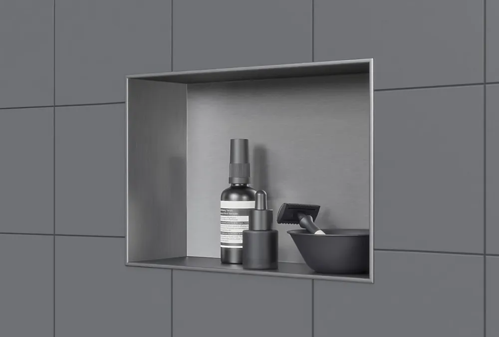 Bernstein Niche murale douche acier inoxydable, étagère rangement douche salle de bain encastré BS203010, 20x30x10cm, Acier brossé