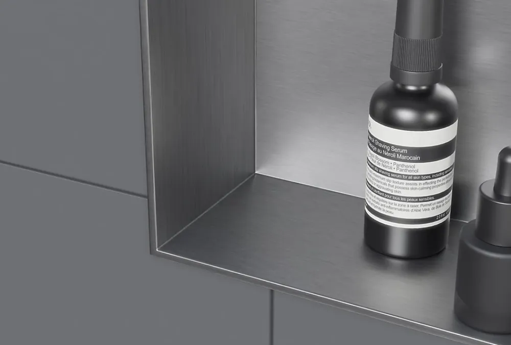 Bernstein Niche murale douche acier inoxydable, étagère rangement douche salle de bain encastré BS203010, 20x30x10cm, Acier brossé
