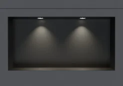 Bernstein Niche murale douche acier inox + 2 Spots LED, étagère douche encastrable NT306010X - 30x60x10cm (HxLxP) - Noir, 2x Spot Chrome
