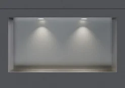 Niche De Salle De Bains|Bernstein Niche murale douche acier inox + Spot LED, étagère douche encastrable NT206010X - 20x60x10cm (HxLxP) - Acier brossé, 2x Spot Blanc