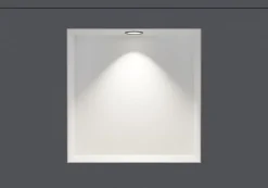 Bernstein Niche murale douche acier inox + Spot LED, étagère douche encastrable NT303010X - 30x30x10cm (HxLxP) - Blanc, 1x Spot noir mat