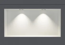 Niche De Salle De Bains|Bernstein Niche murale douche acier inox + 2 Spots LED, étagère douche encastrable NT306010X - 30x60x10cm (HxLxP) - Blanc, 2x Spot noir mat
