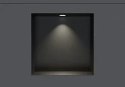 Niche De Salle De Bains|Bernstein Niche murale douche acier inox + Spot LED, étagère douche encastrable NT303010X - 30x30x10cm (HxLxP) - Noir, 1x Spot noir mat