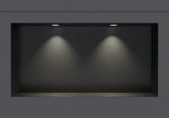 Niche De Salle De Bains|Bernstein Niche murale douche acier inox + 2 Spots LED, étagère douche encastrable NT306010X - 30x60x10cm (HxLxP) - Noir, 2x Spot noir mat