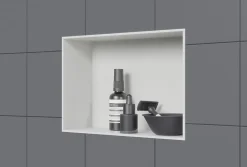 Bernstein Niche murale douche acier inoxydable, étagère rangement douche salle de bain encastrable sans cadre BS203010 - 20x30x10cm - Blanc