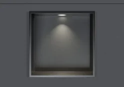 Niche De Salle De Bains|Bernstein Niche murale douche acier inox + Spot LED, étagère douche encastrable - 30x30x10cm (HxLxP) - Gun métal, 1x Spot Blanc mat