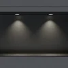 Niche De Salle De Bains|Bernstein Niche murale douche acier inox + 2 Spots LED, étagère douche encastrable - 20x60x10cm (HxLxP) - Noir, 2x Spot noir mat