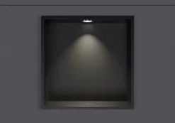 Niche De Salle De Bains|Bernstein Niche murale douche acier inox + Spot LED, étagère douche encastrable - 20x30x10cm (HxLxP) - Noir, 1x Spot Chrome