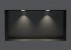 Niche De Salle De Bains|Bernstein Niche murale douche acier inox + 2 Spots LED, étagère douche encastrable NT306010X - 30x60x10cm (HxLxP) - Noir, 2x Spot Blanc mat