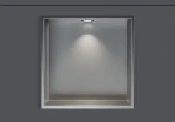 Niche De Salle De Bains|Bernstein Niche murale douche acier inox + Spot LED, étagère douche encastrable - 20x30x10cm (HxLxP) - Acier brossé, 1x Spot noir mat