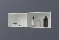 Niche De Salle De Bains|Bernstein Niche Murale Douche Blanche Fonte minérale étagère Rangement Douche Salle de Bain encastrable BA2520, H.25xP.20xL.90cm, Blanc mat