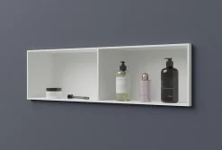Niche De Salle De Bains|Bernstein Niche Murale Douche Blanche Fonte minérale étagère Rangement Douche Salle de Bain encastrable BA2520, H.25xP.20xL.90cm, Blanc mat
