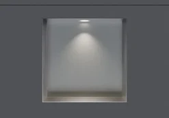 Bernstein Niche murale douche étanche acier inox avec Spot LED, étagère douche encastrable, 20x30x10cm (HxLxP), Acier brossé, 1x Spot Blanc
