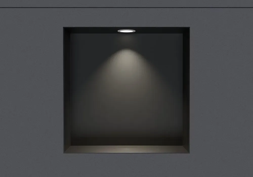 Niche De Salle De Bains|Bernstein Niche murale douche étanche en acier inox avec Spot LED, étagère douche encastrable - 20x30x10cm (HxLxP) - Noir, 1x Spot Blanc mat