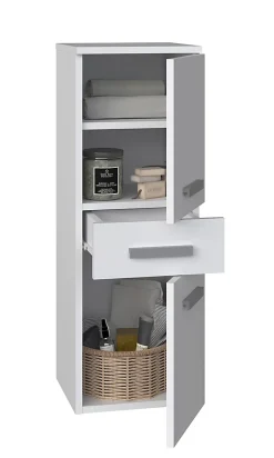 Autres NINA - Meuble salle de bain 2 portes + 1 tiroir - 30x30x85cm - Colonne basse rangement SDB