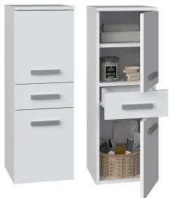 Autres NINA - Meuble salle de bain 2 portes + 1 tiroir - 30x30x85cm - Colonne basse rangement SDB
