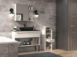 Autres NINA - Meuble salle de bain 2 portes + 1 tiroir - 30x30x85cm - Colonne basse rangement SDB